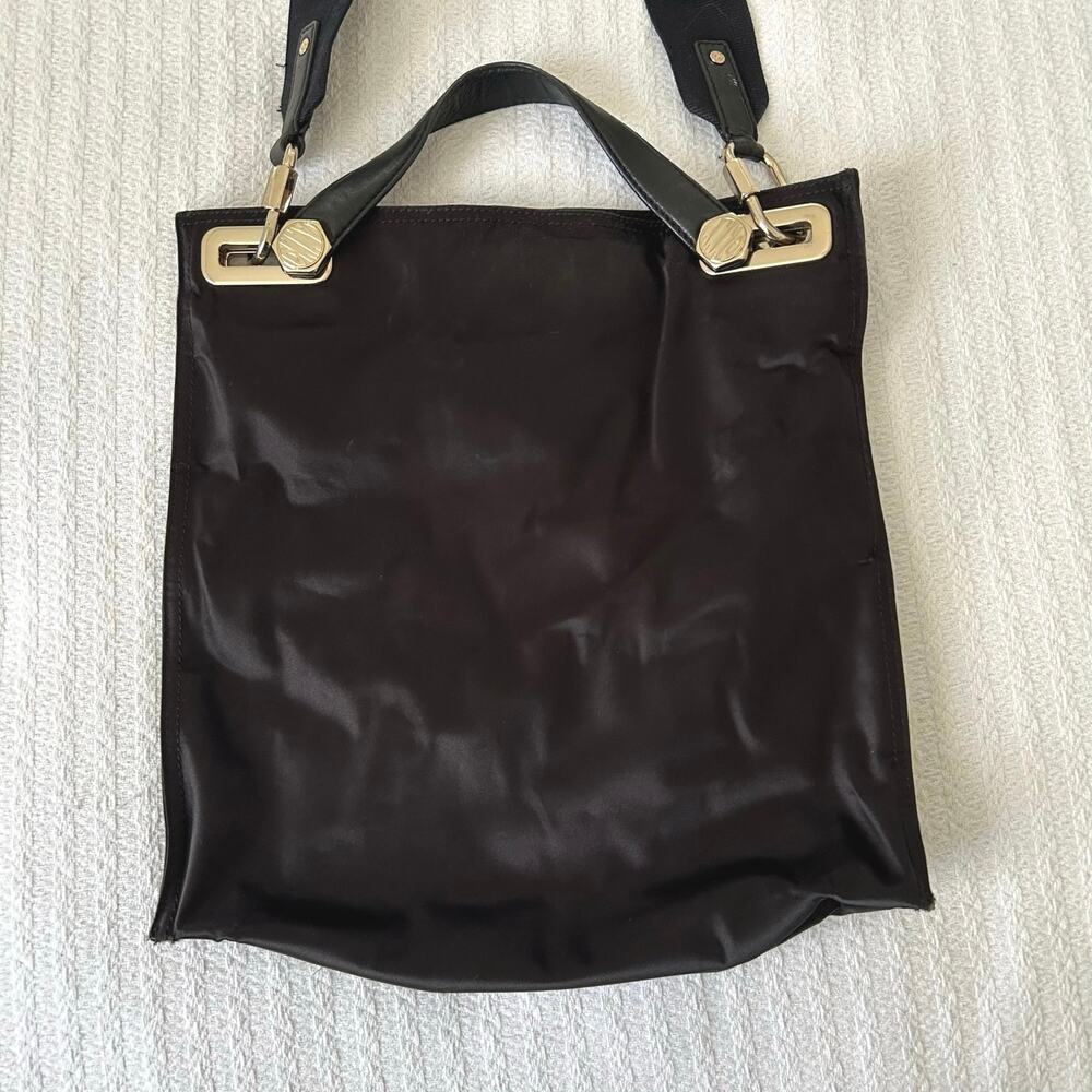 DKNY Women 2009 Leather Nylon Purse Black Shoulder Bag Designer Y2K Minimalist - Picture 4 of 12